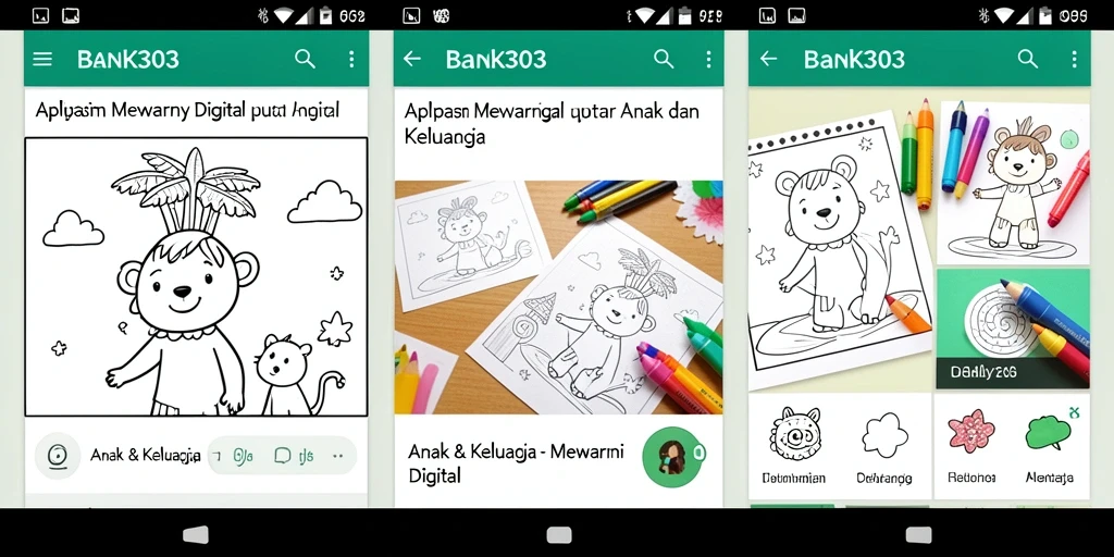 Antarmuka aplikasi BANK303 untuk mewarnai digital yang menarik.