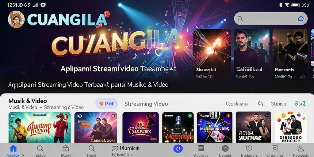 Tampilan antarmuka CUANGILA dengan berbagai pilihan konten Streaming Video.