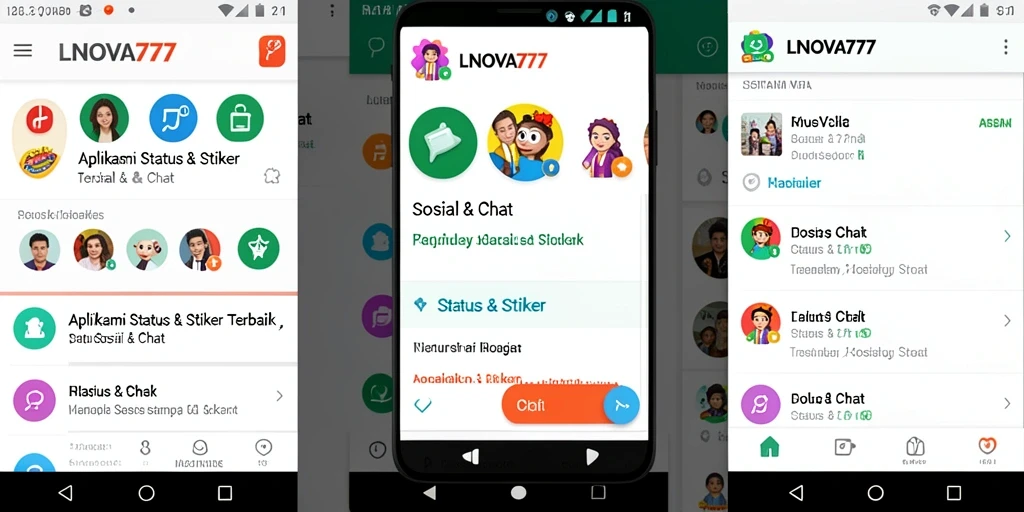 Tampilan antarmuka LNOVA777 dengan berbagai pilihan stiker.