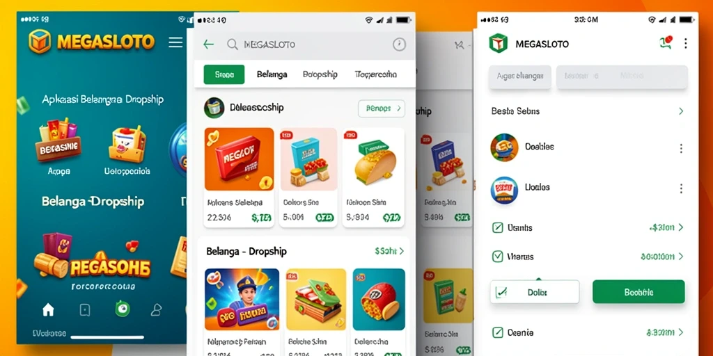 Tampilan antarmuka MEGASLOTO dengan fitur-fitur dropship yang user-friendly.