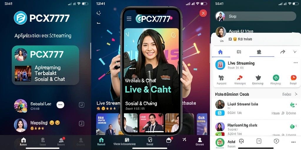 Tampilan antarmuka PCX777 dengan fitur Live Streaming yang menarik.