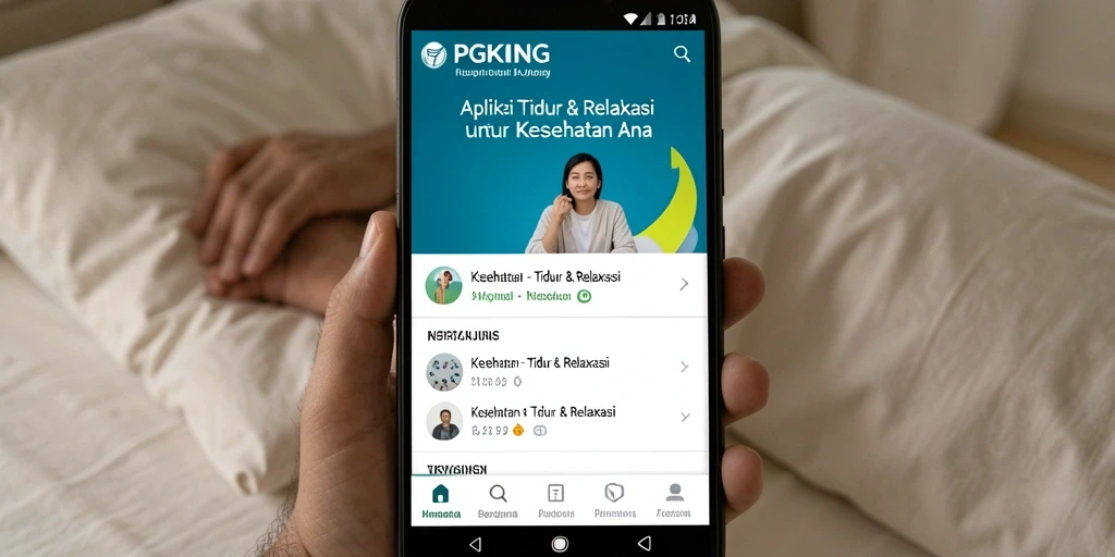 Tampilan antarmuka PGKING yang menarik dan fungsional untuk tidur dan relaksasi.
